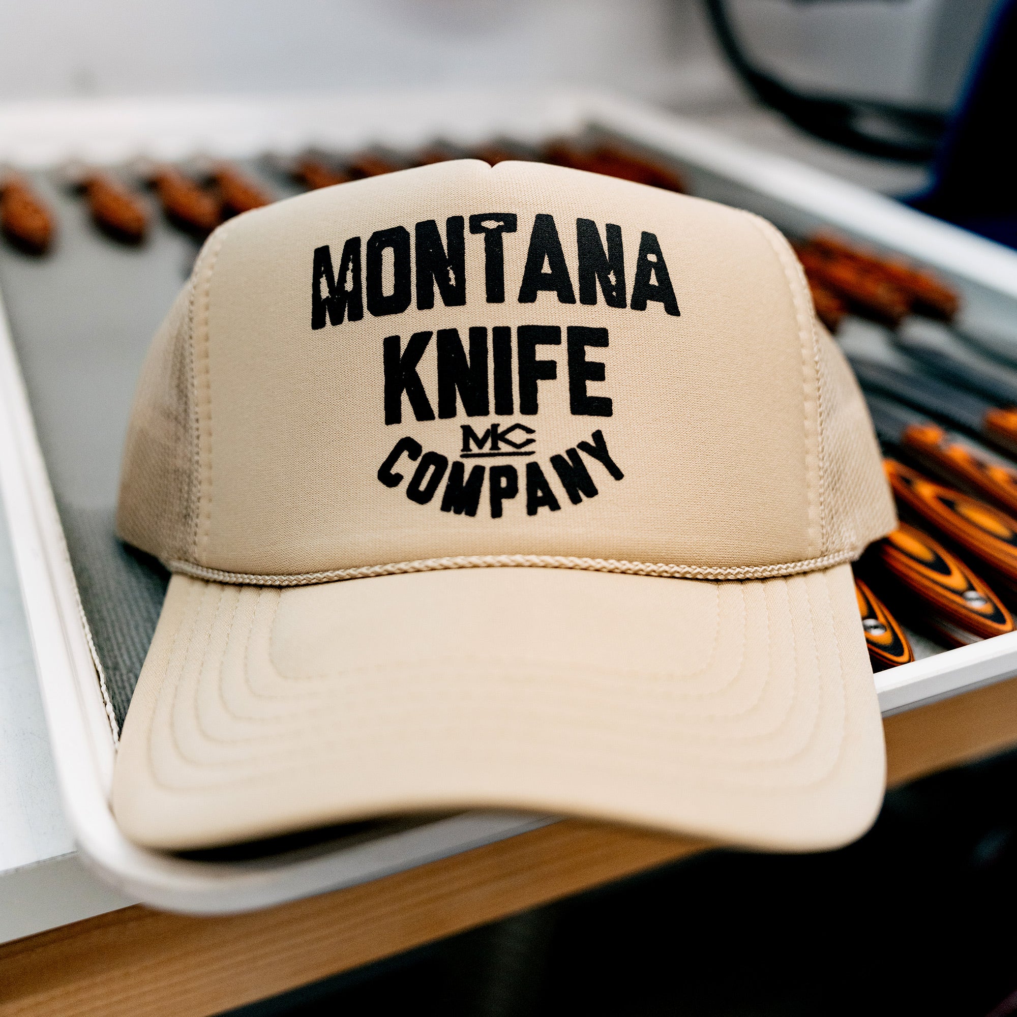MONTANA KNIFE CO - FOAM TRUCKER HAT - TAN