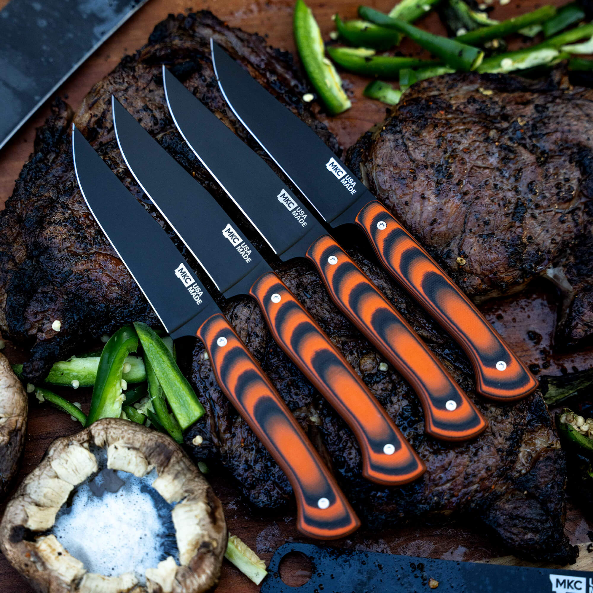 MKC STEAK KNIVES (SET OF 4) - PVD - ORANGE/BLACK