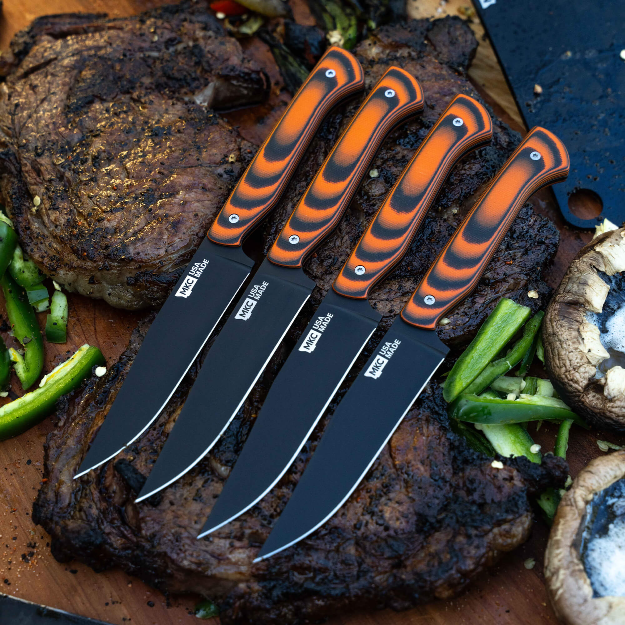 MKC STEAK KNIVES (SET OF 4) - PVD - ORANGE/BLACK