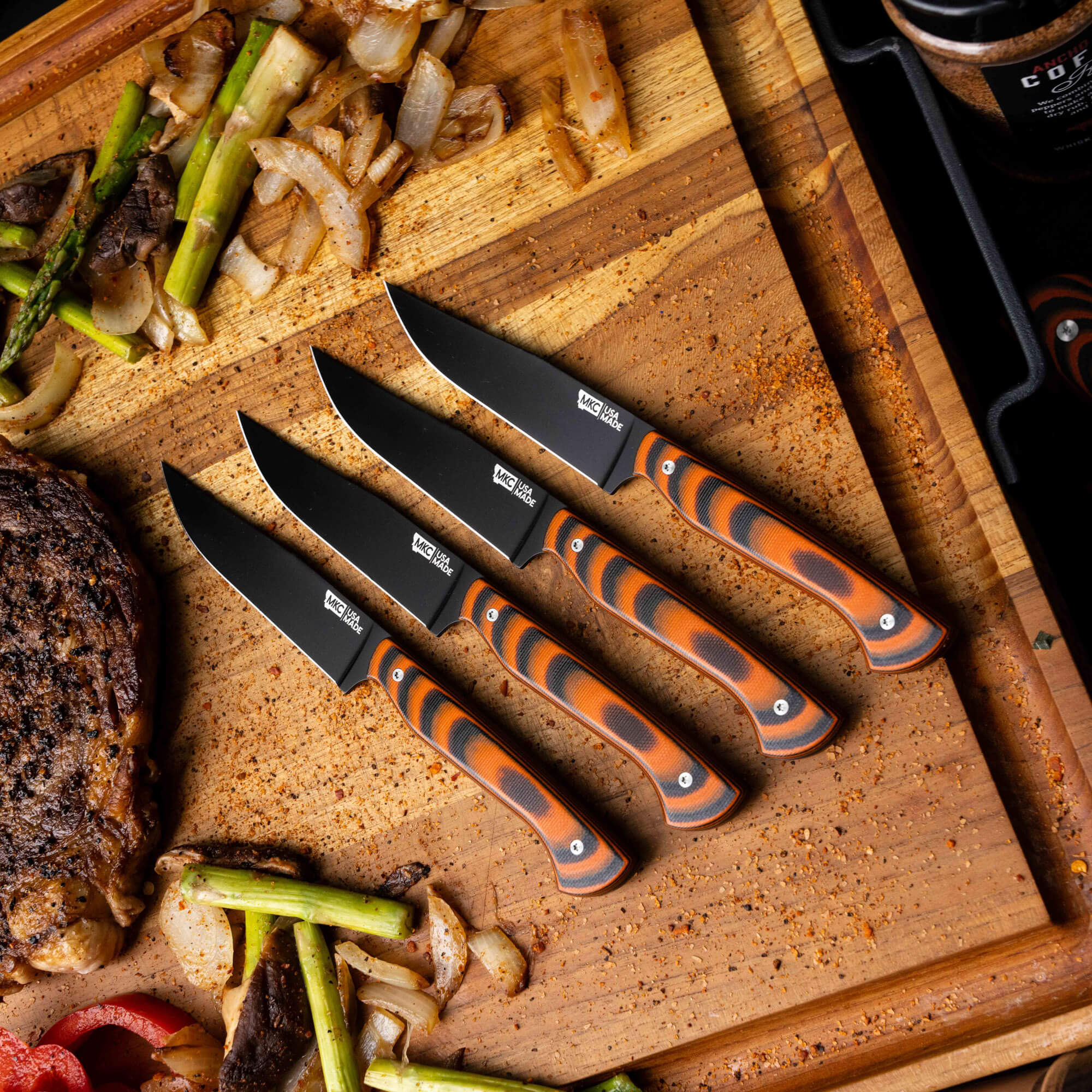 MKC STEAK KNIVES (SET OF 4) - PVD - ORANGE/BLACK