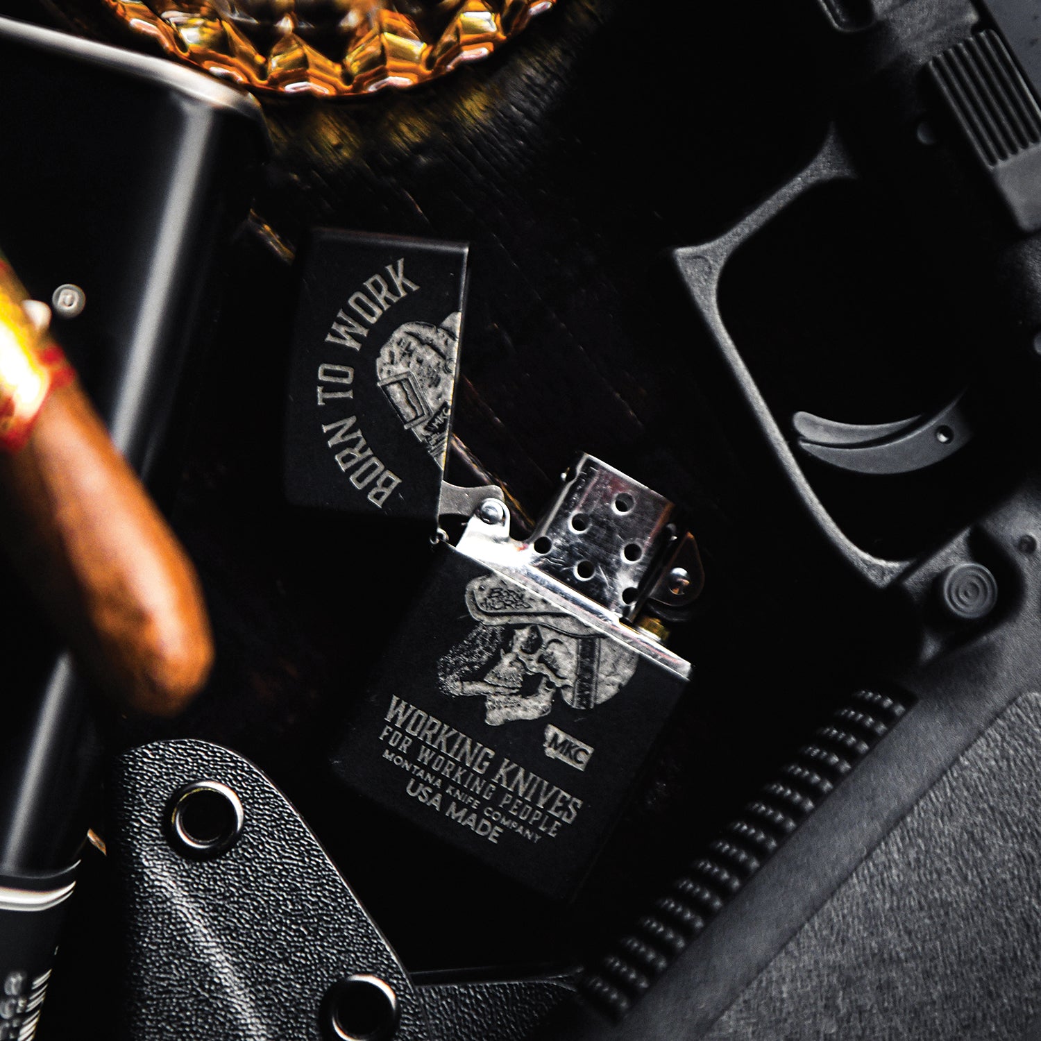 BORN TO WORK - TRADITIONAL WINDPROOF ZIPPO LIGHTER - USA MADE