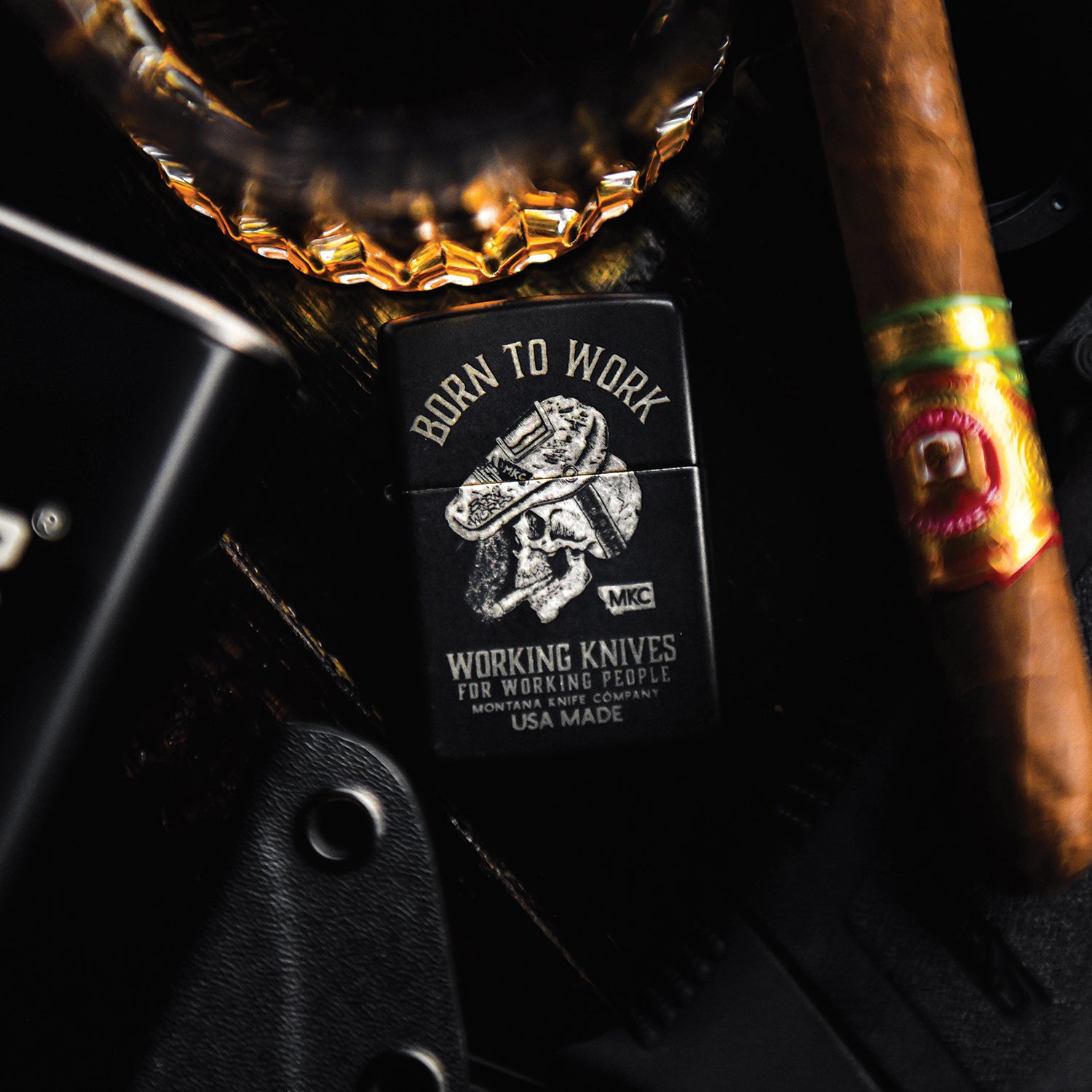 BORN TO WORK - TRADITIONAL WINDPROOF ZIPPO LIGHTER - USA MADE