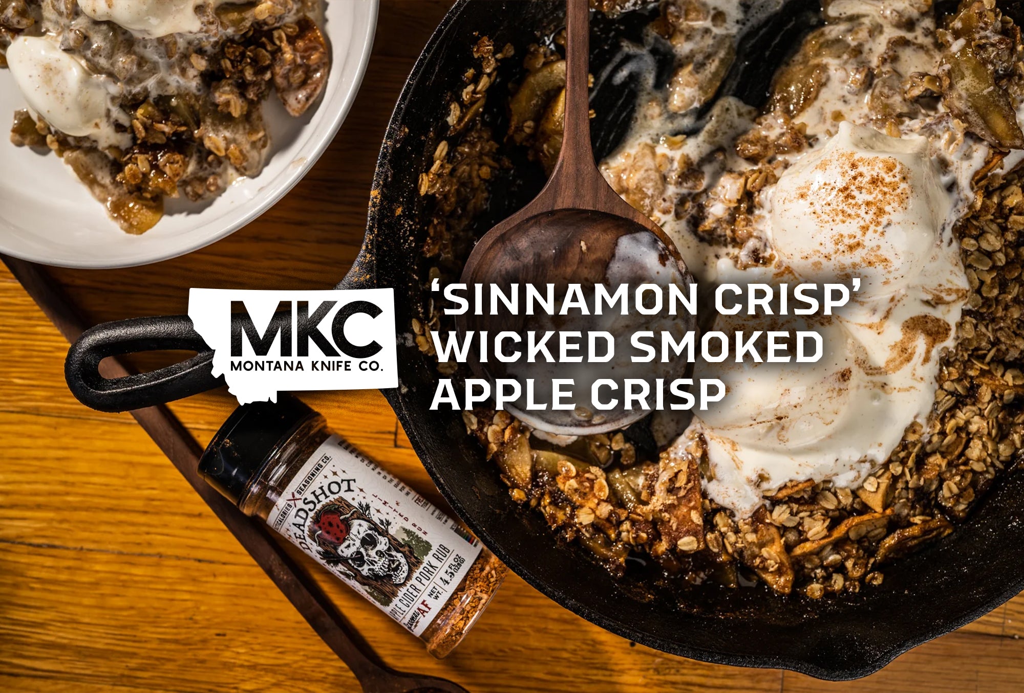 Picture of the ‘Sinnamon Crisp’ Wicked Smoked Apple Crisp with ice cream.