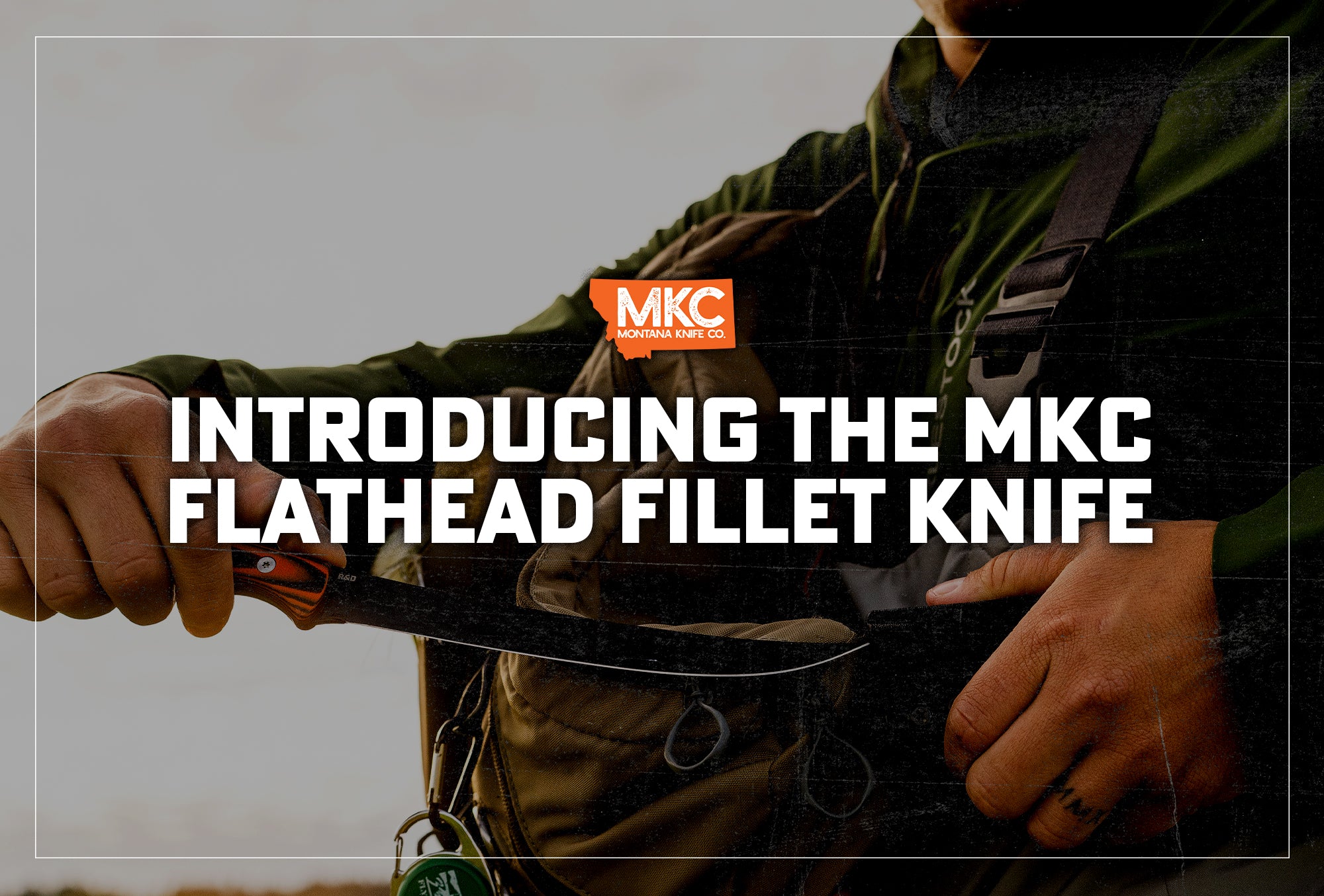 Two hands use a Montana Knife Company flathead fillet knife while hunting. 