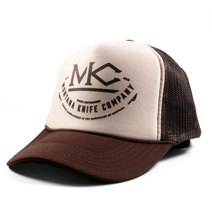 MKC BRANDED ROCKER - FOAM TRUCKER HAT - TAN AND BROWN
