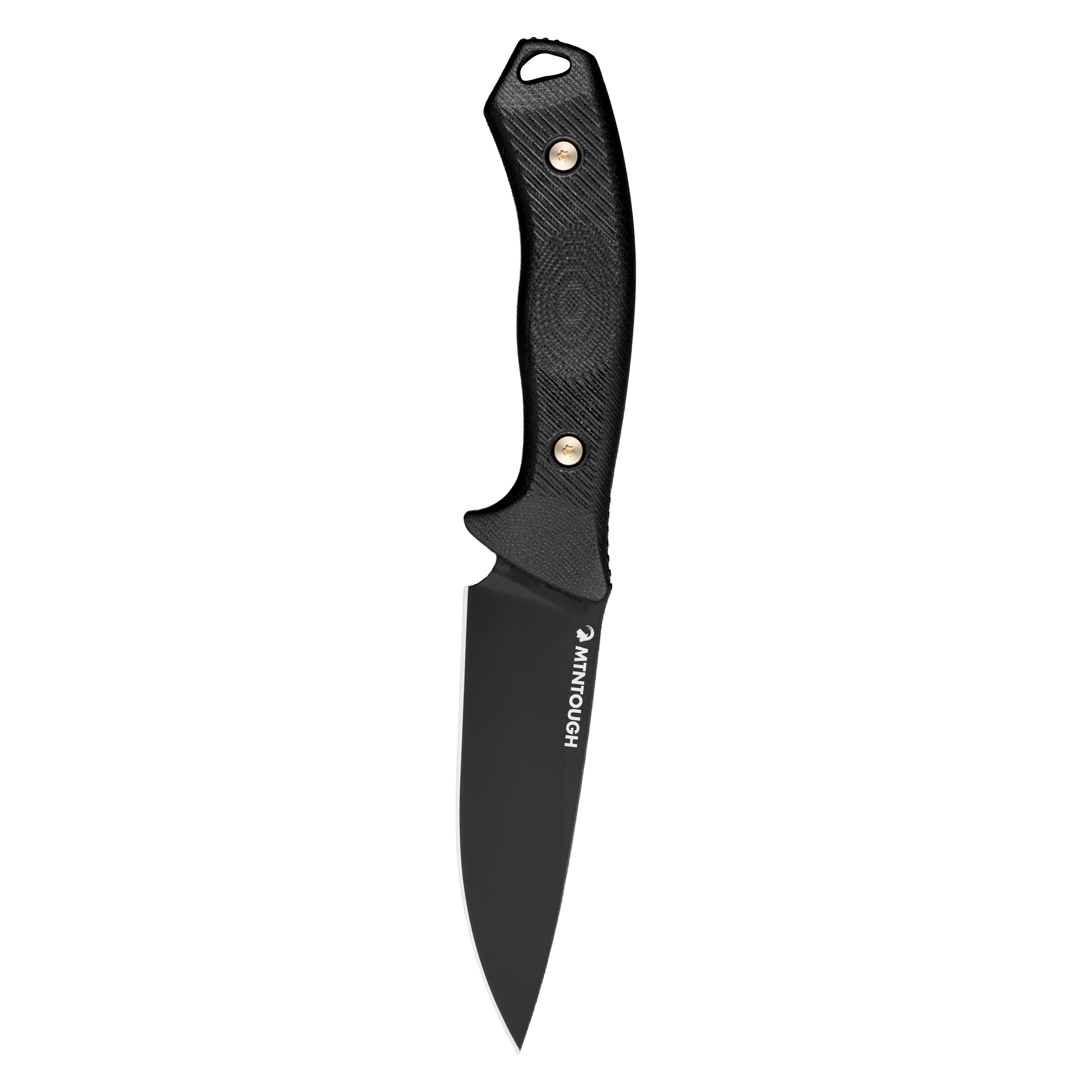 MTNTOUGH TF24 knife featuring a black blade and textured handle, designed for durability and outdoor use.