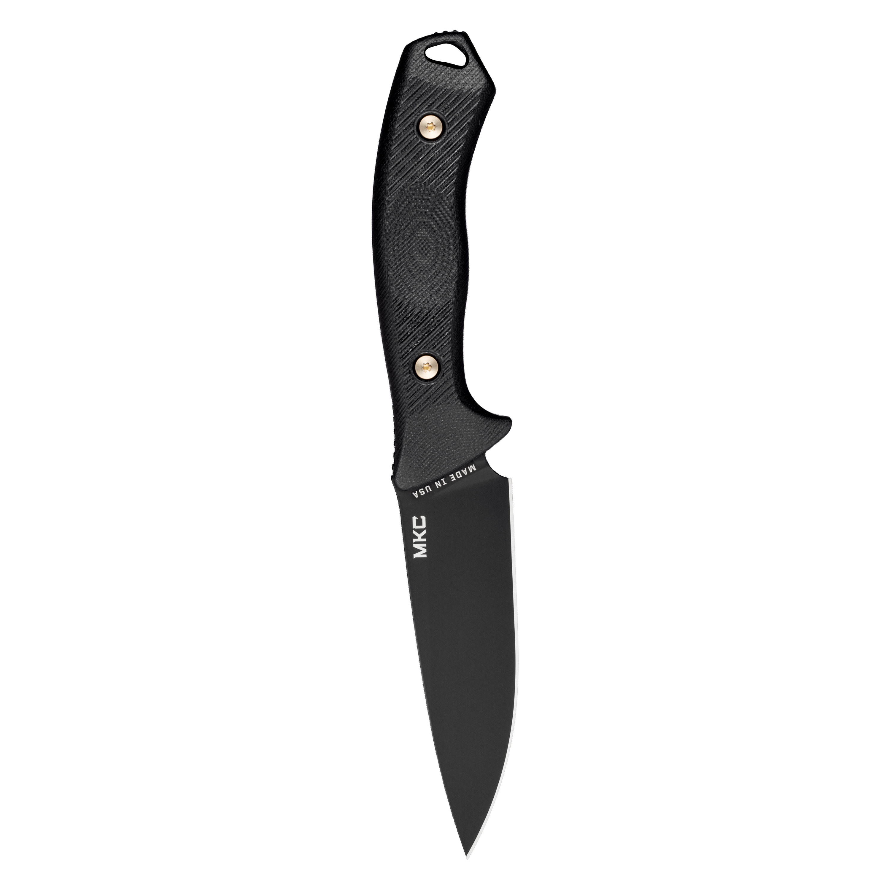 MTNTOUGH TF24 knife featuring a sleek black blade and textured handle, designed for durability and performance.