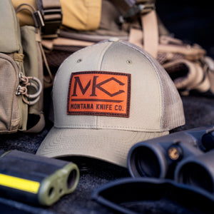 MKC BRANDED LOGO LEATHER PATCH HAT - OLIVE