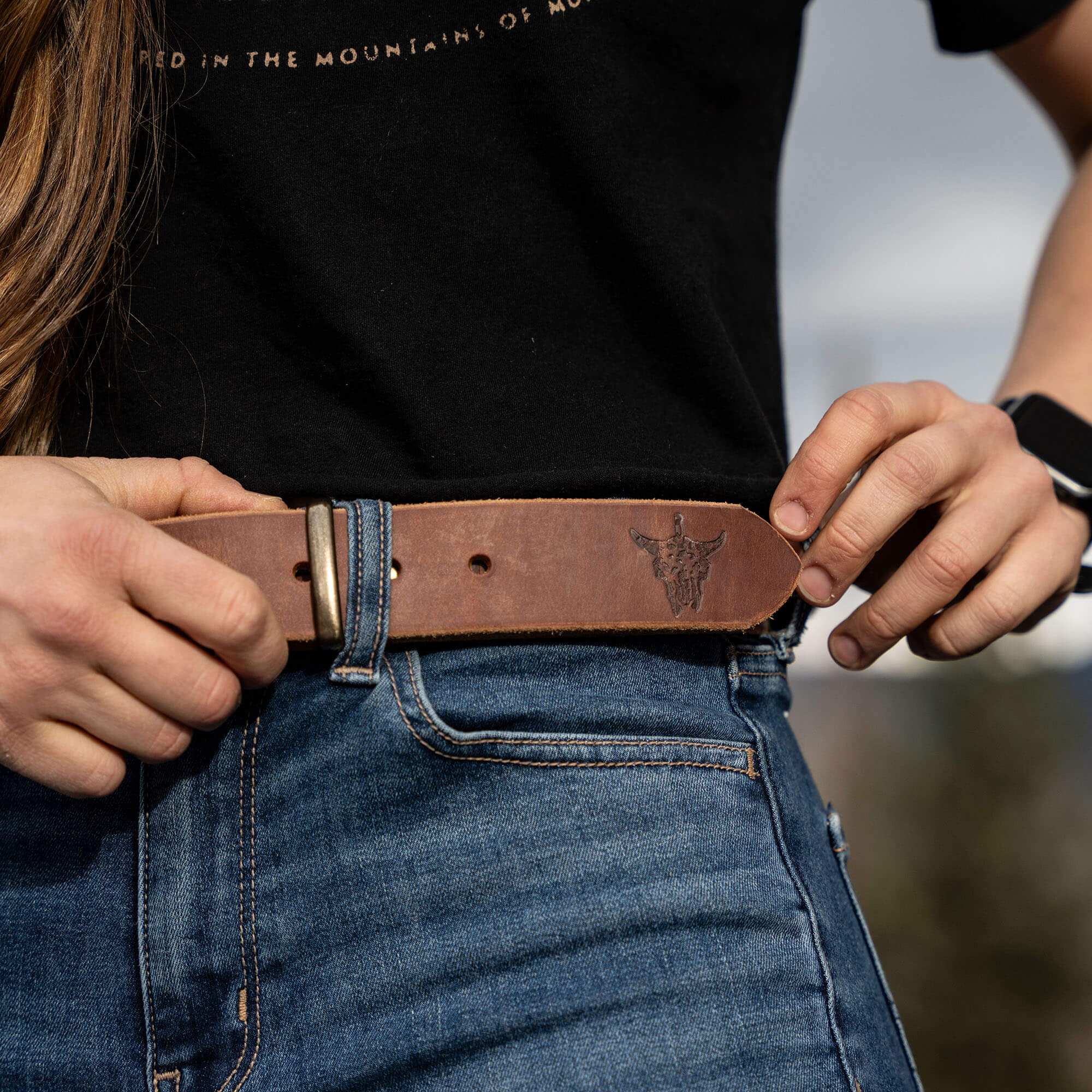 MKC LEATHER BELT - BROWN - USA MADE