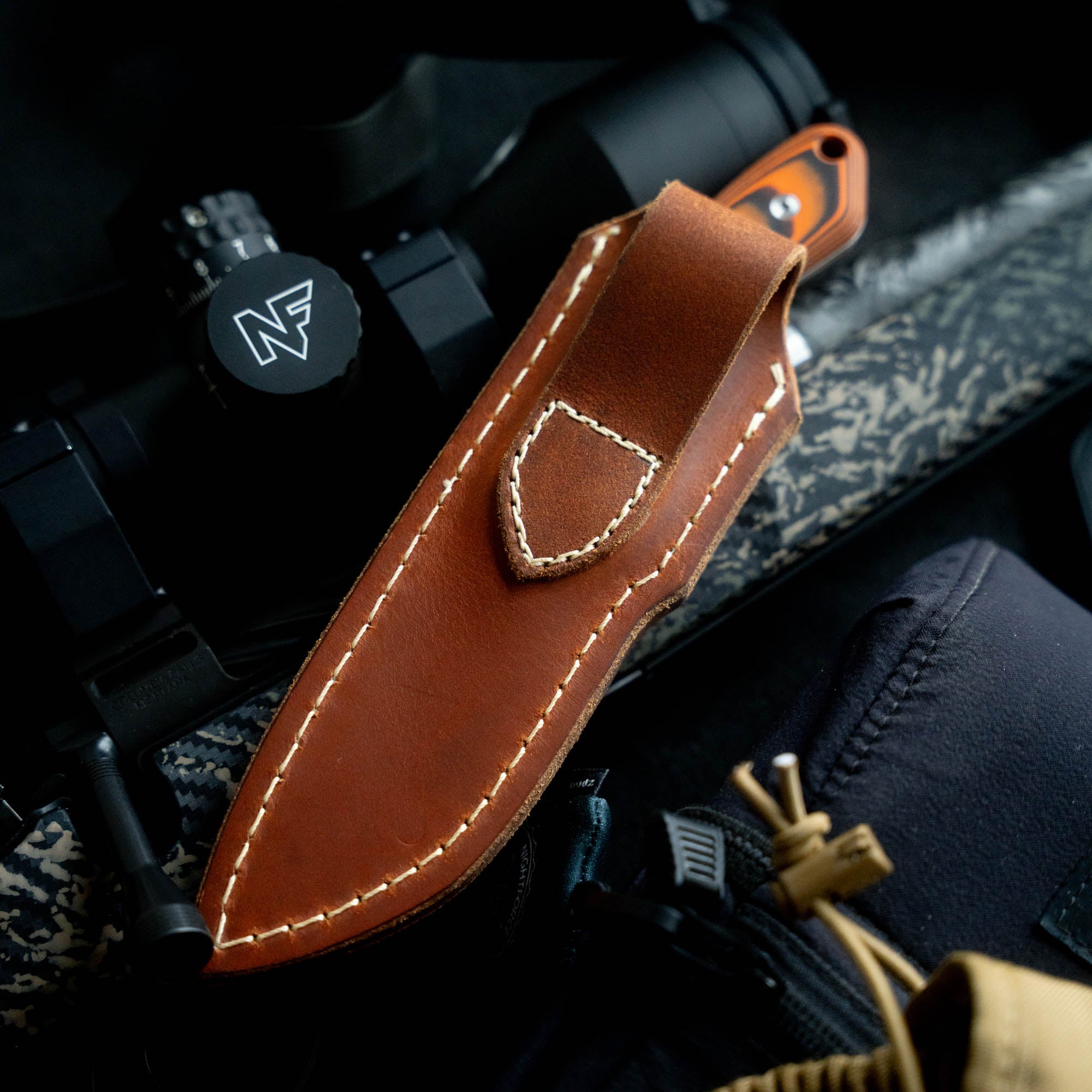 MULE DEER LEATHER SHEATH - VERTICAL BELT CARRY