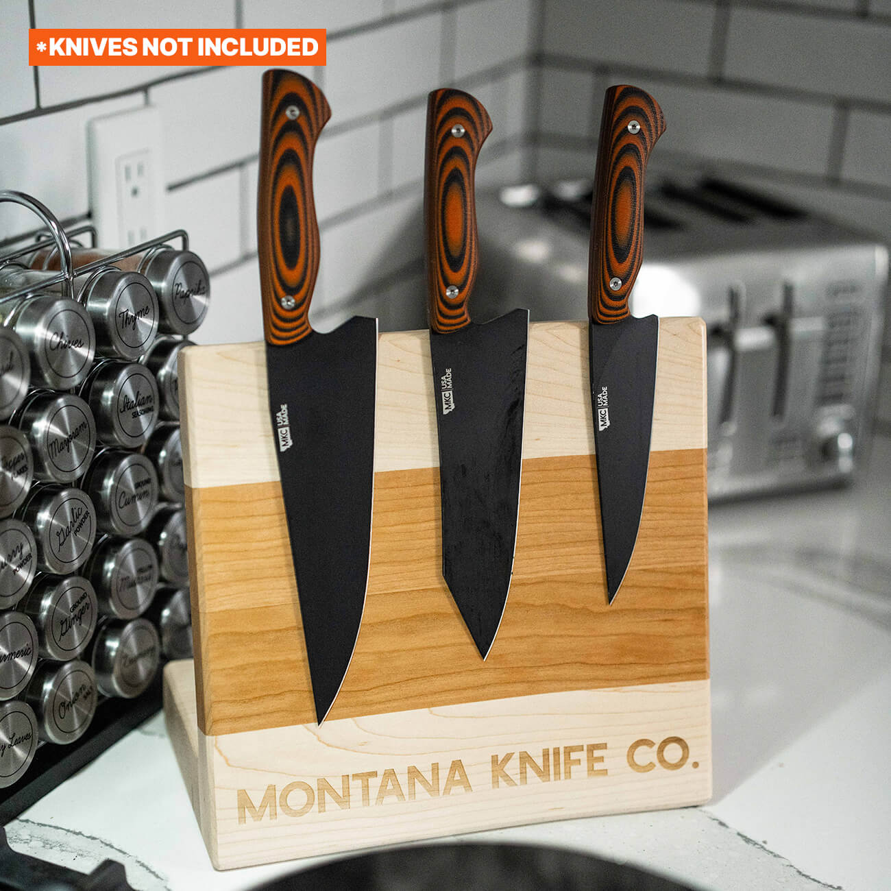 LIMITED EDITION MKC CULINARY KNIFE STAND - LIGHT WOOD FINISH