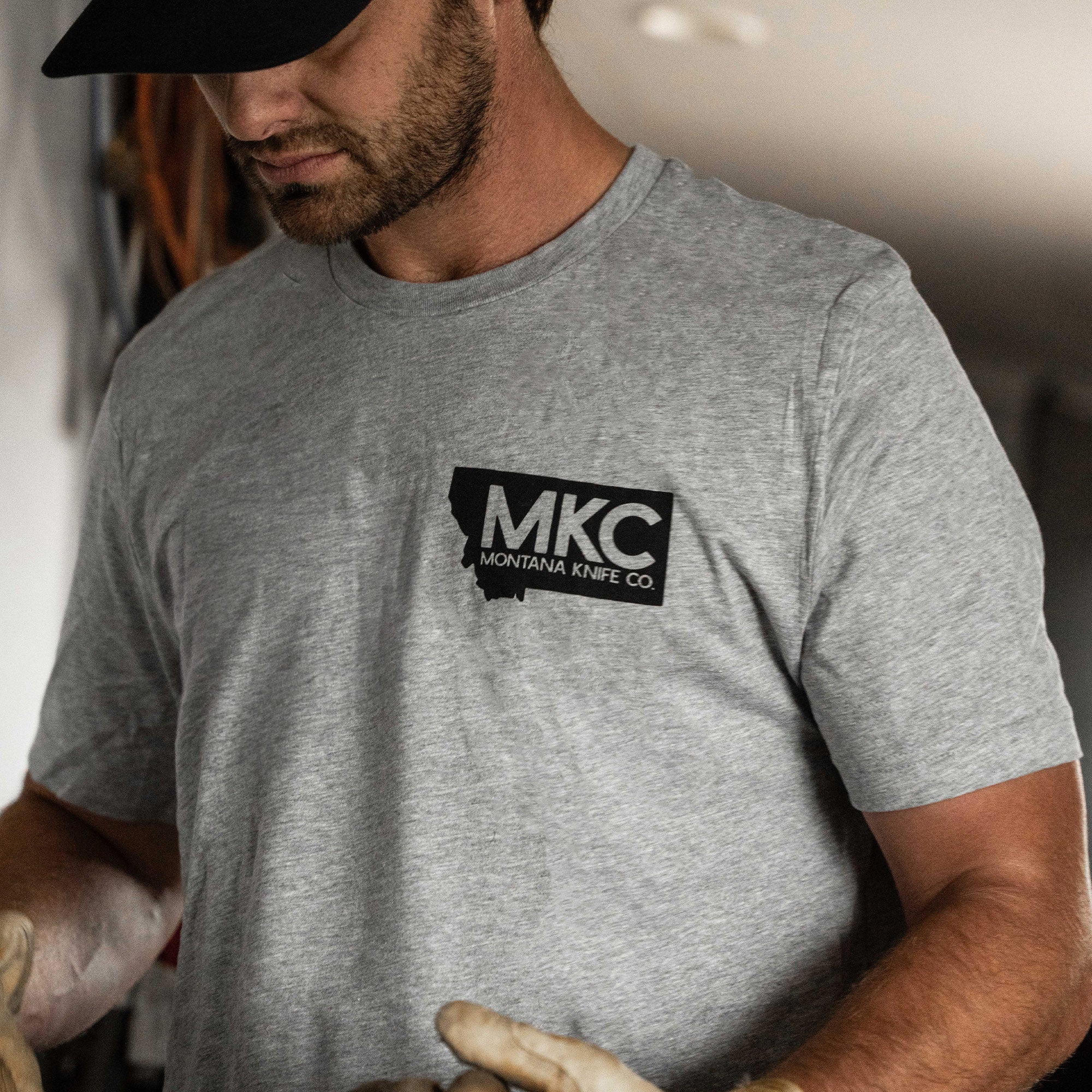 MKC BISON SKULL TEE - HEATHER GREY