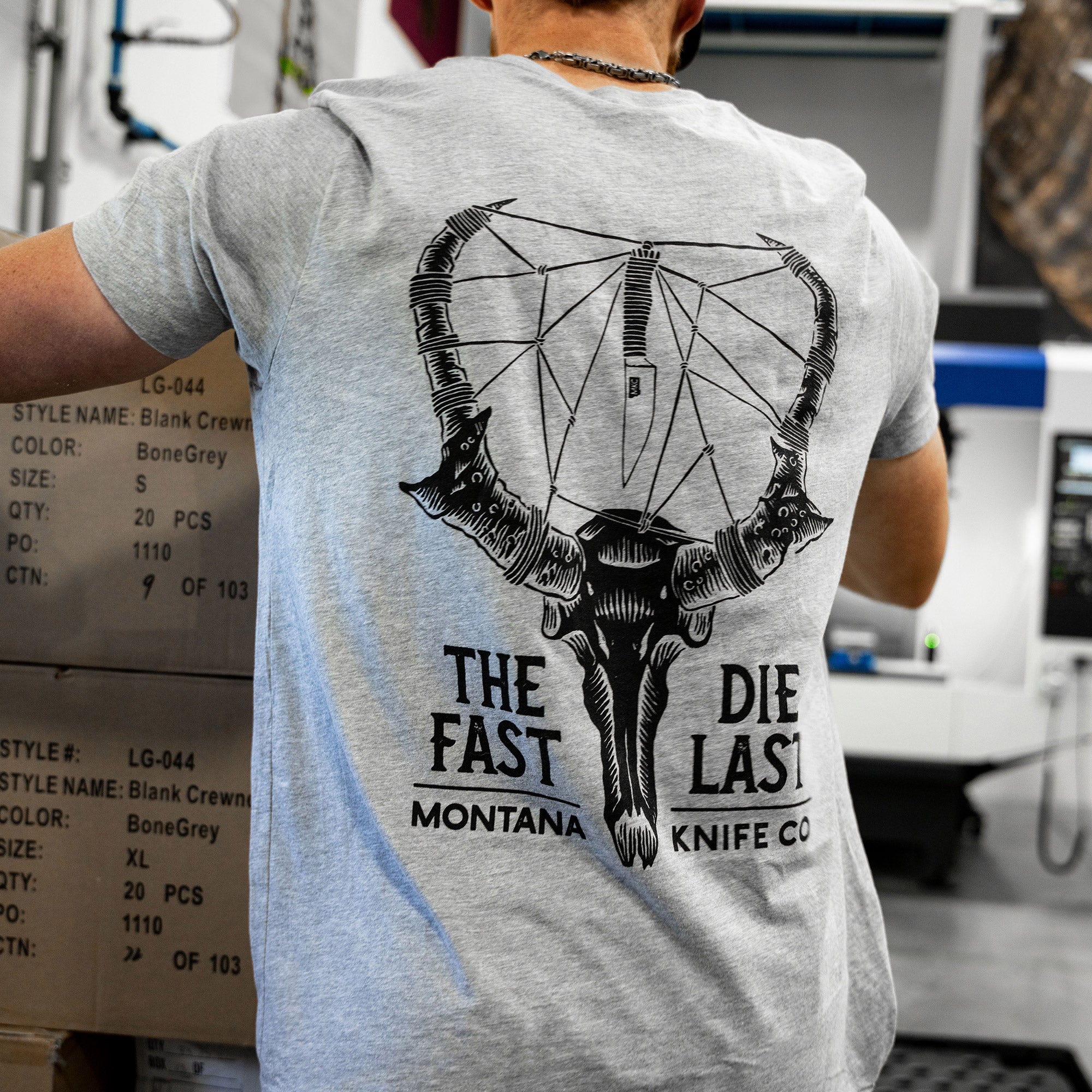 SPEEDGOAT SKULL TEE - HEATHER GREY