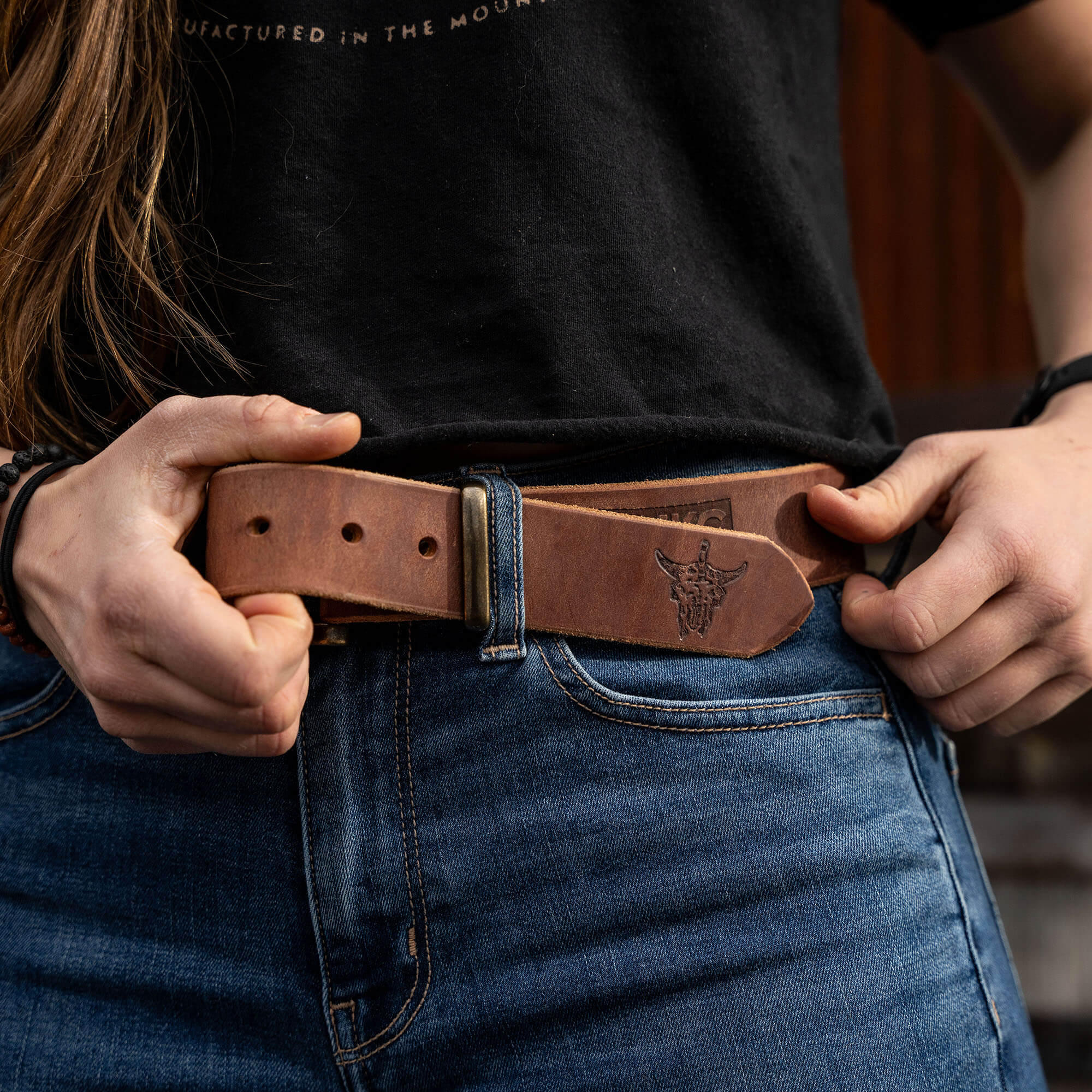 MKC LEATHER BELT - BROWN - USA MADE