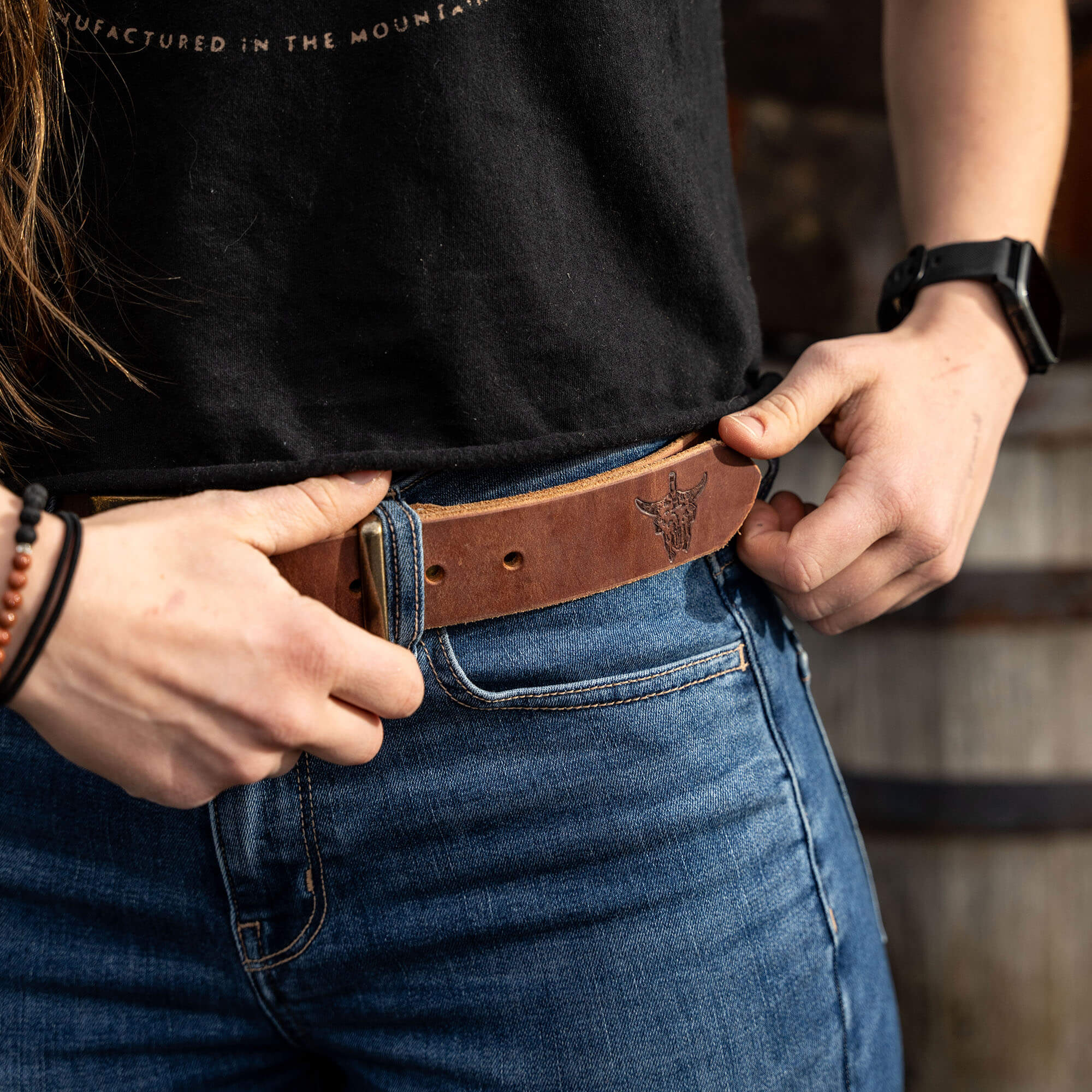 MKC LEATHER BELT - BROWN - USA MADE