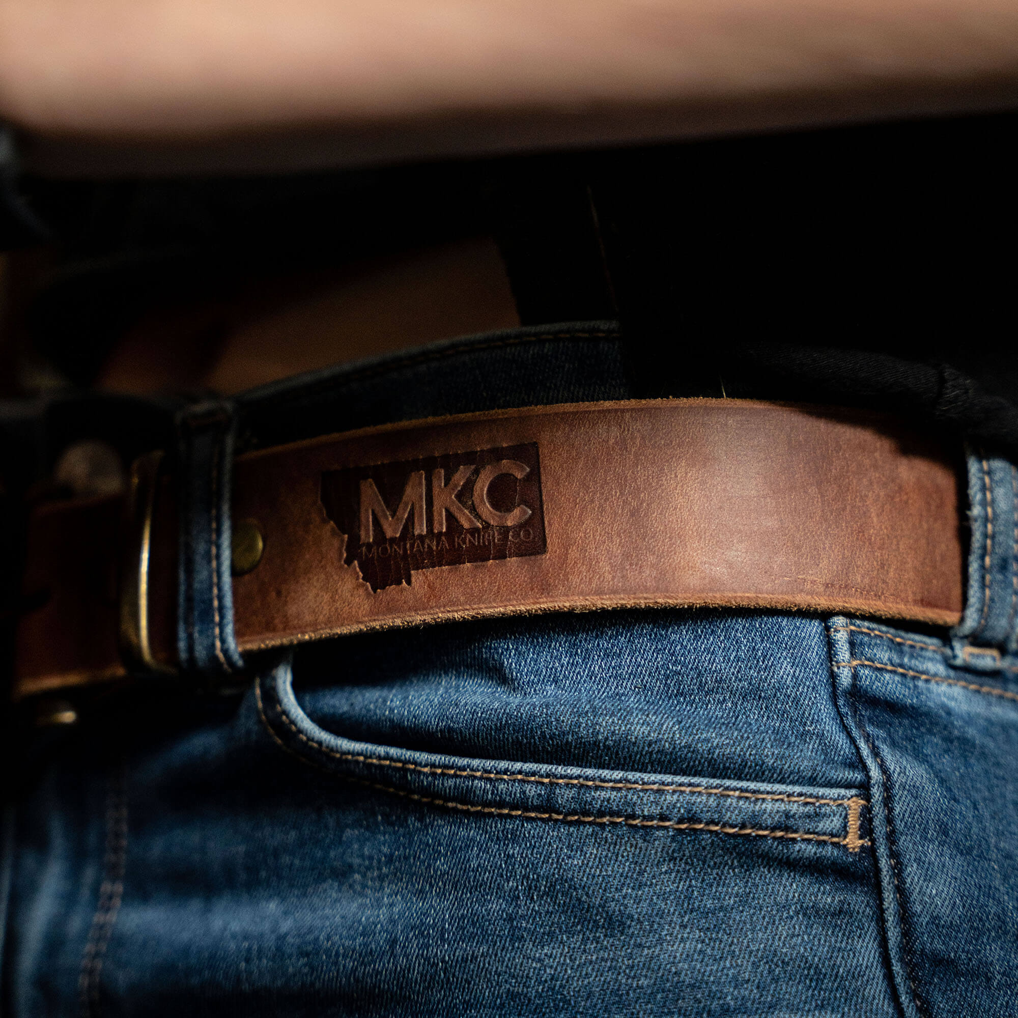 MKC LEATHER BELT - BROWN - USA MADE