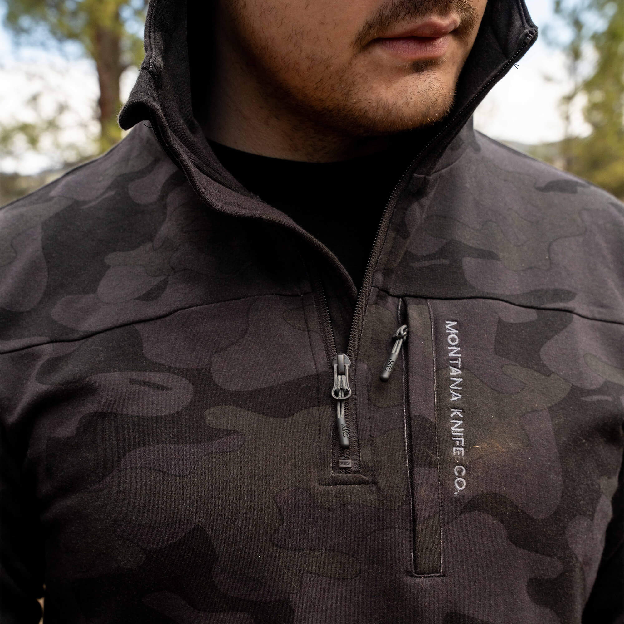 HIGHLINE HALF-ZIP HOODIE - DARK WOODLAND CAMO
