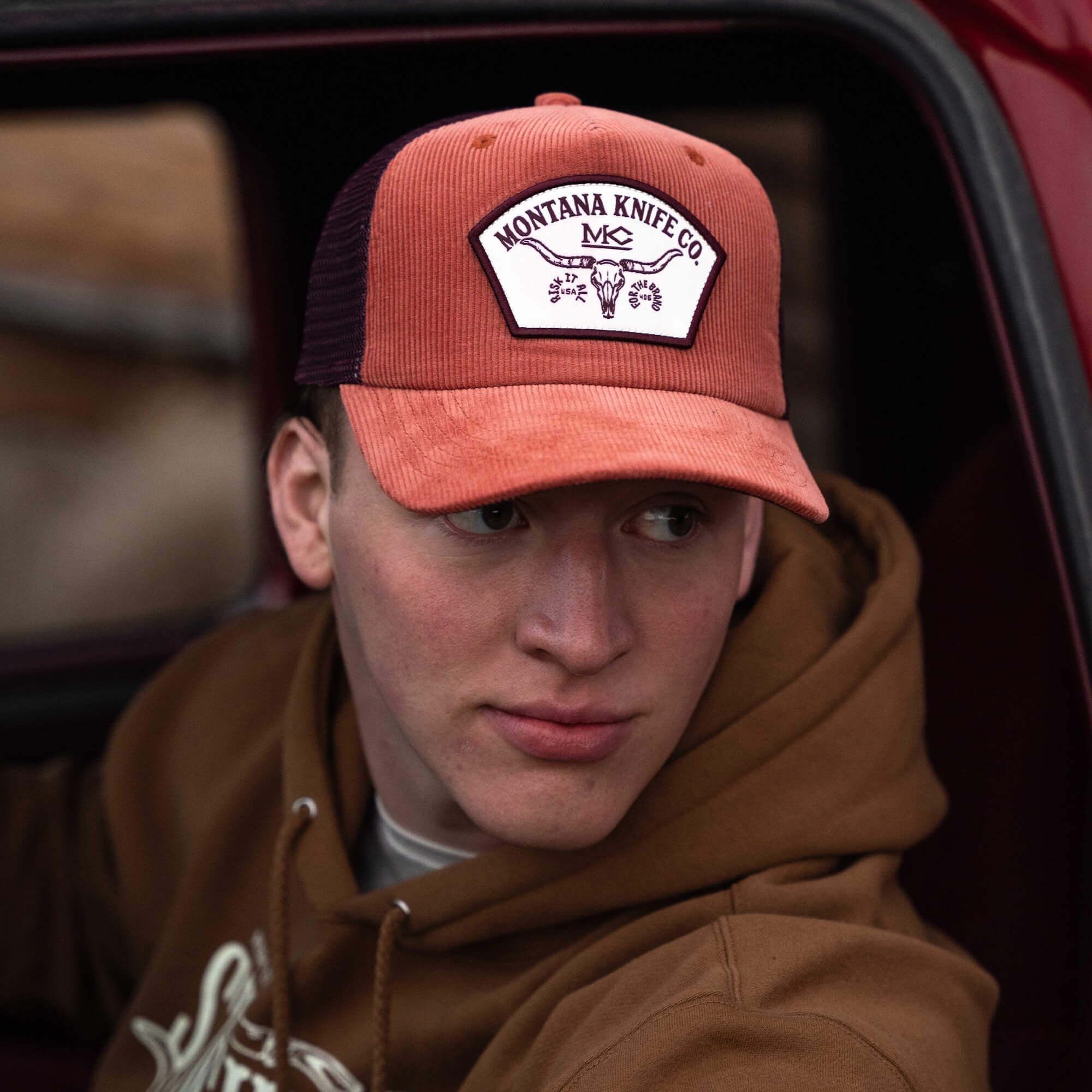 STOCKYARD CORDUROY HAT - CLAY/MAROON