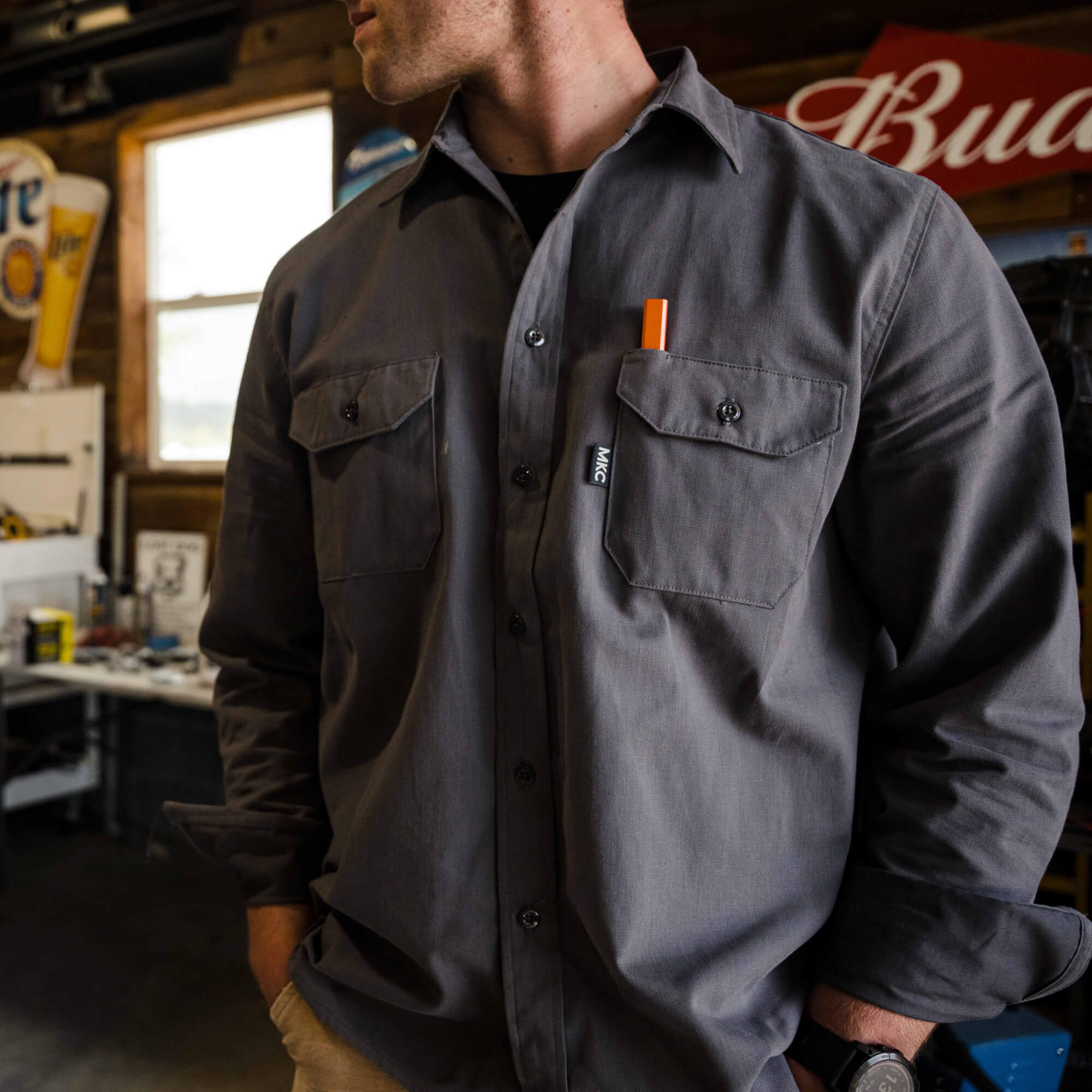 MKC Shop SHIRT - USA MADE - GRAPHITE X-LARGE