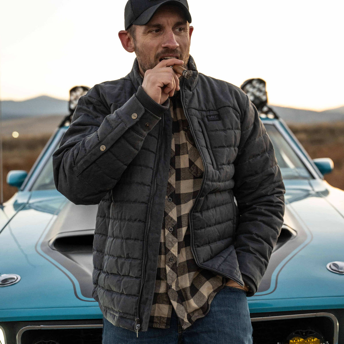 WHITEFISH WAXED CANVAS PUFFY JACKET - CHARCOAL