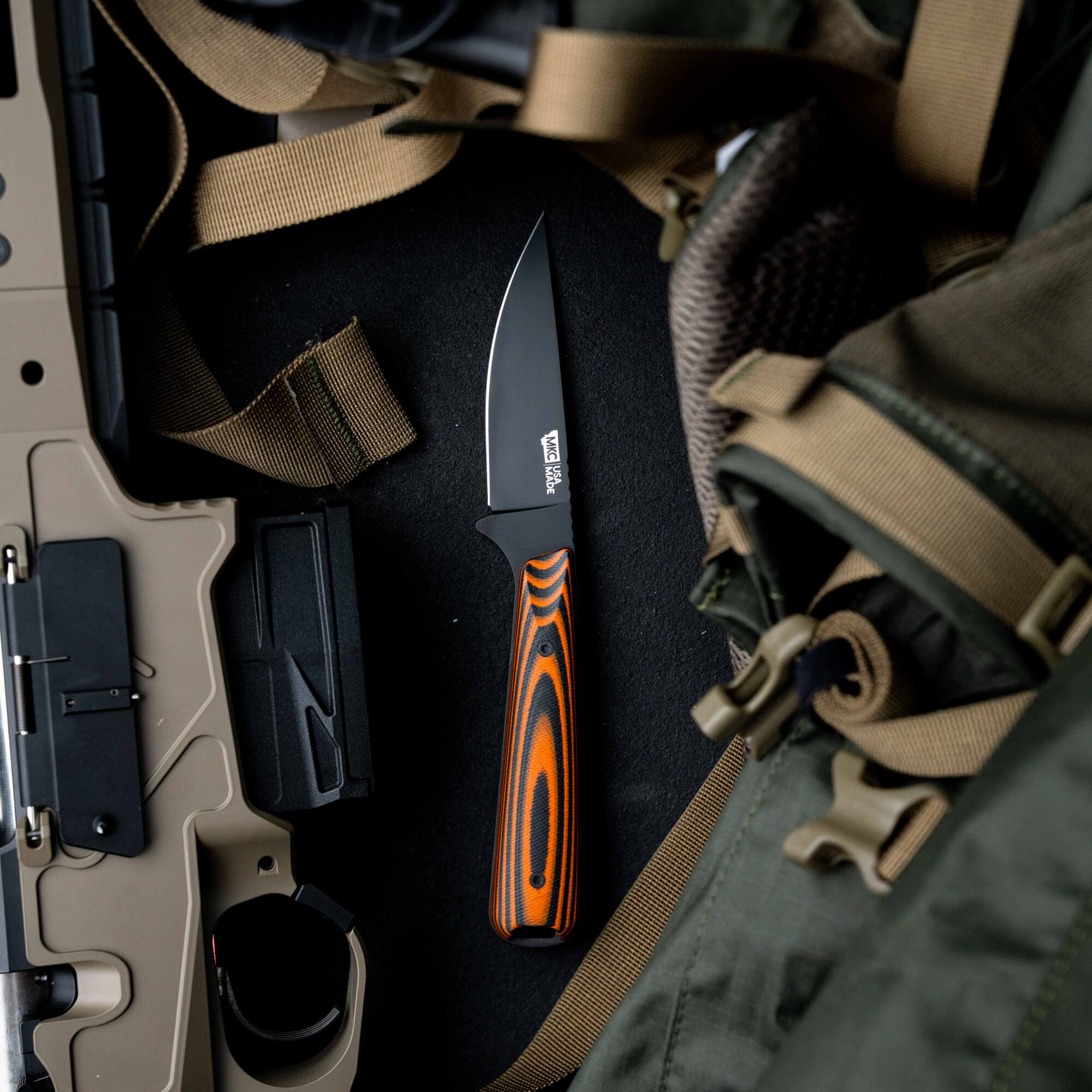 Flattail - PVD - Orange & Black | Montana Knife Company