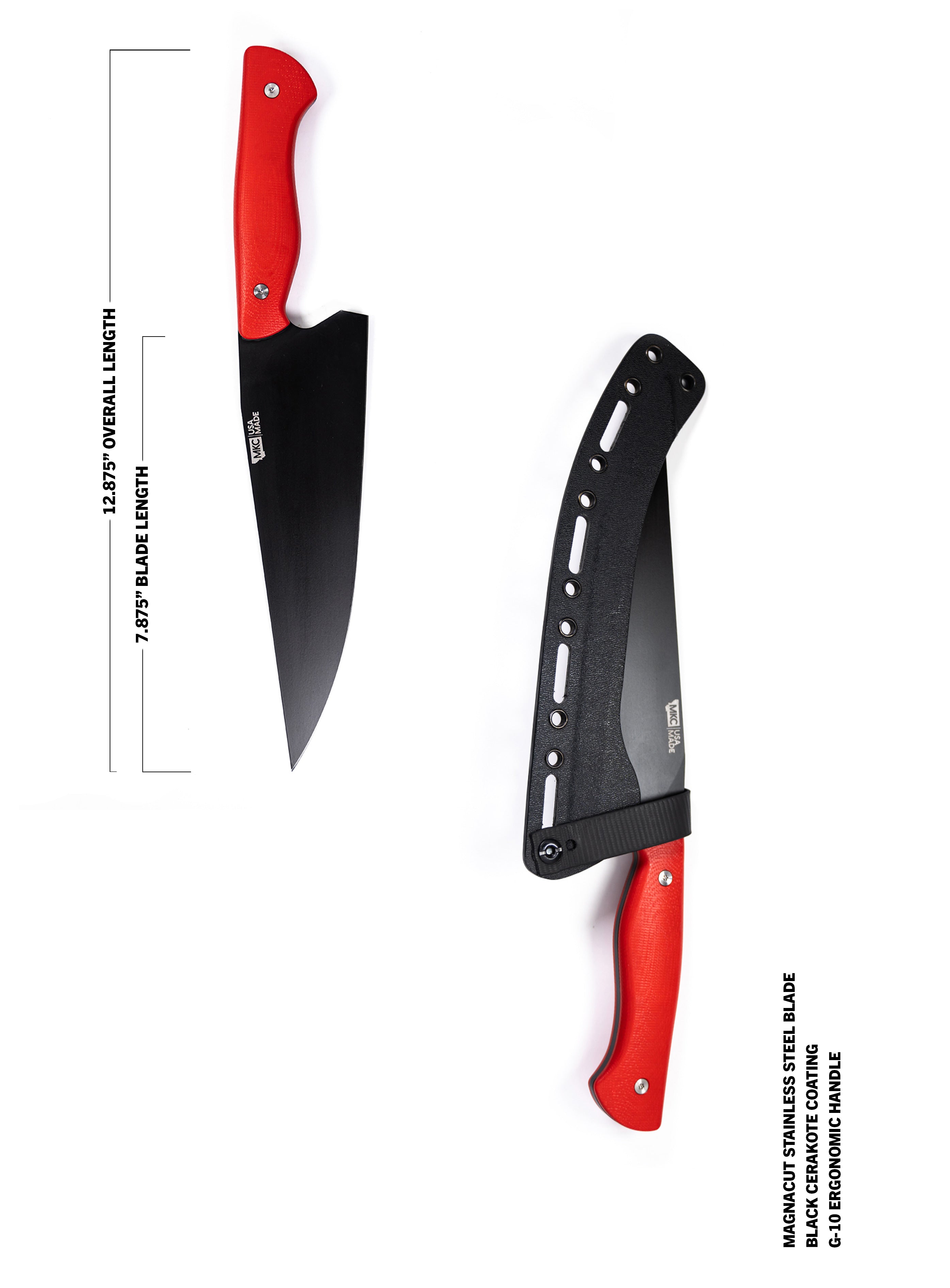 Schraf 10 Chef Knife with Red TPRgrip Handle