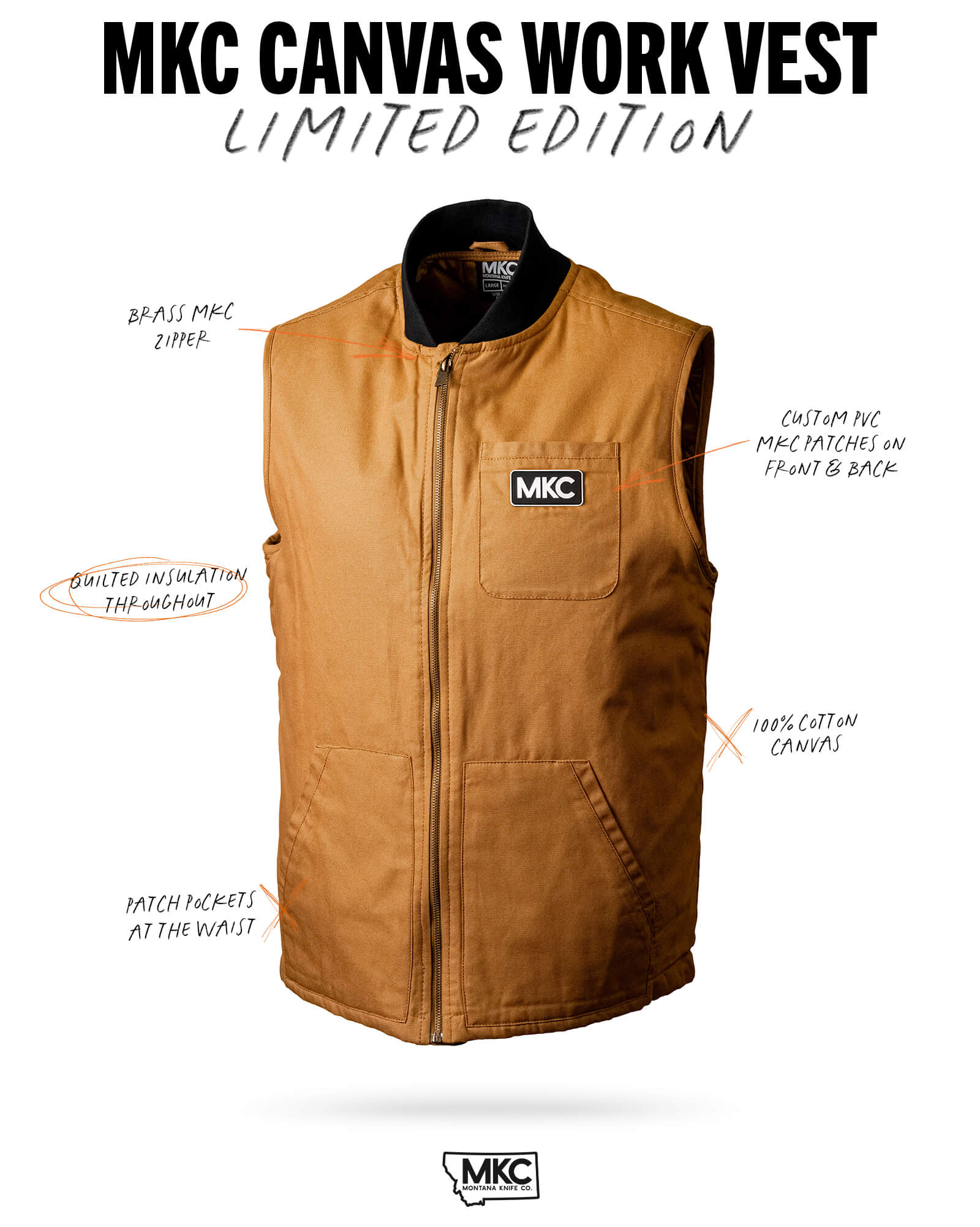 MKC CANVAS WORK VEST - TAN
