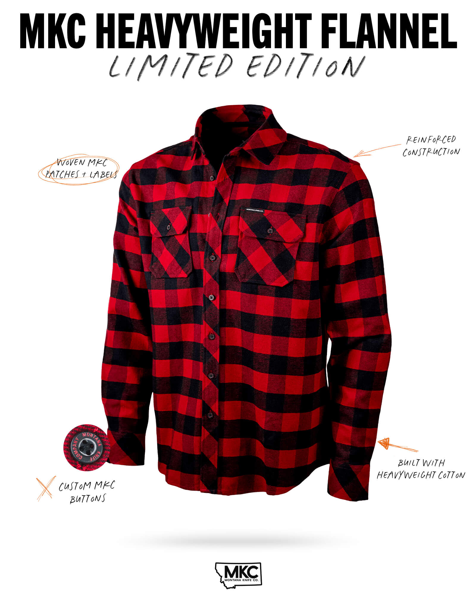 MKC HEAVYWEIGHT FLANNEL - RED