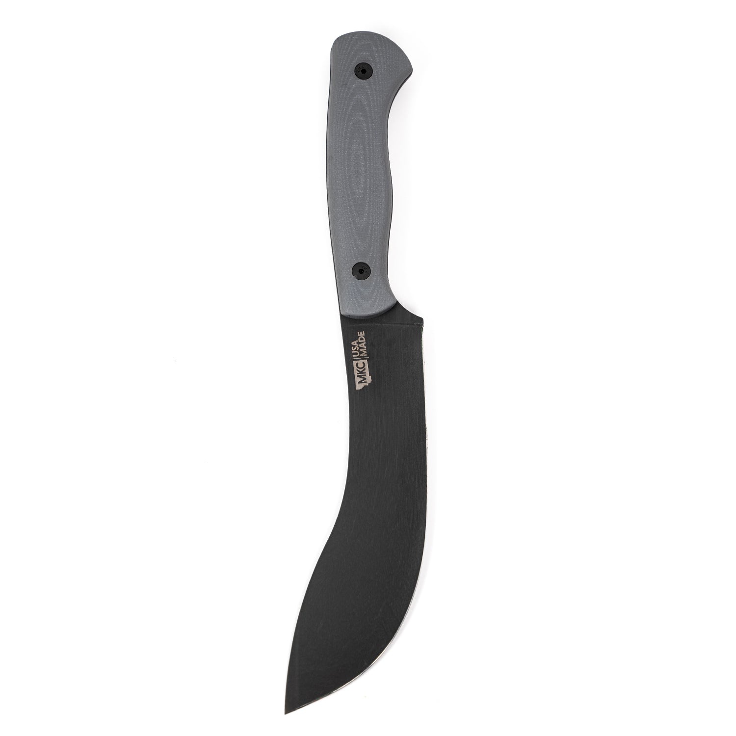 Alt text: "BEARTOOTH Pro Skinning Blade in grey with a curved design and ergonomic handle, isolated on a white background."