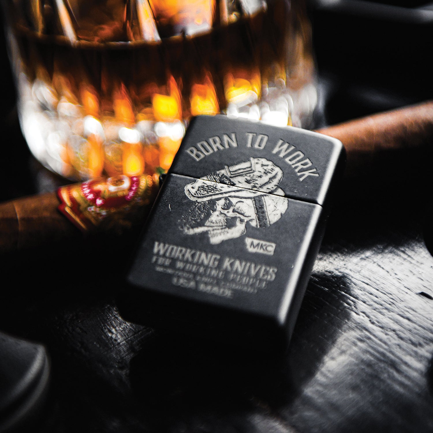 BORN TO WORK - TRADITIONAL WINDPROOF ZIPPO LIGHTER - USA MADE