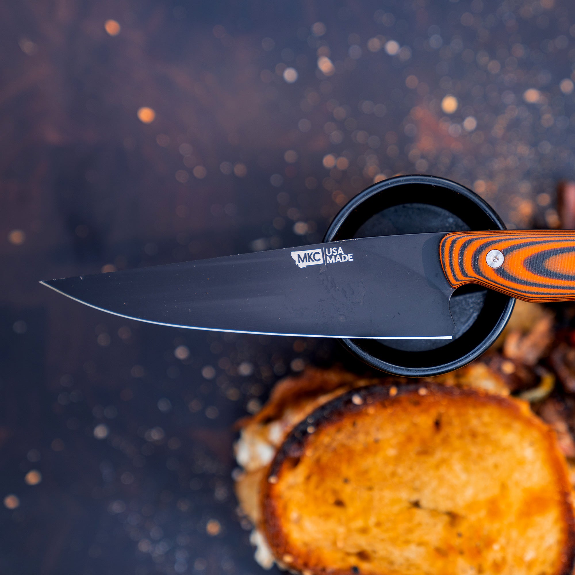 9 Masterchef Knives and Block Black & Orange