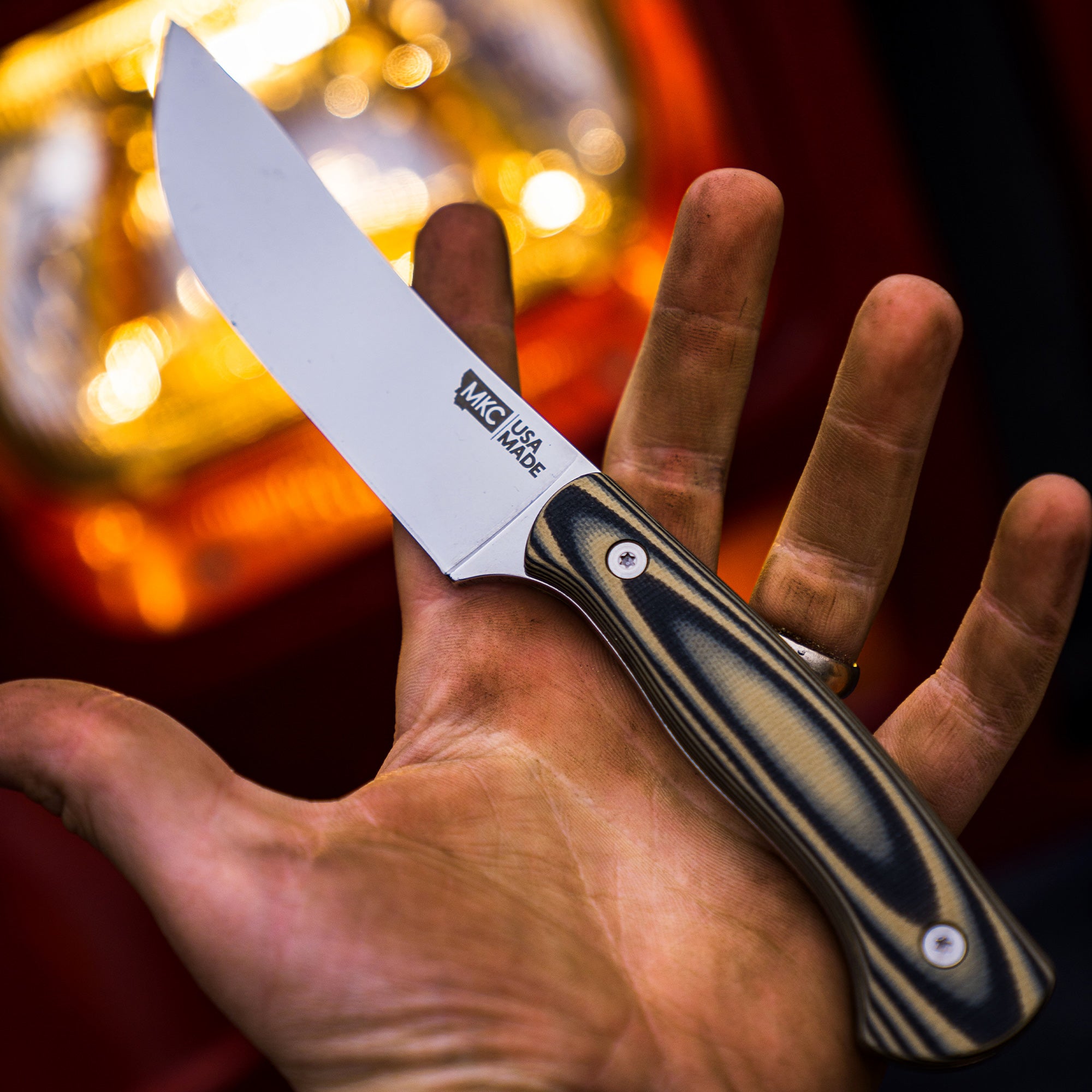 THE MAGNACUT STONEWALL SKINNER TAN & BLACK Montana Knife Company